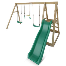 Load image into Gallery viewer, Winston 4-Station Timber Swing Set with Green Slide