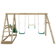 Load image into Gallery viewer, Winston 4-Station Timber Swing Set with Green Slide